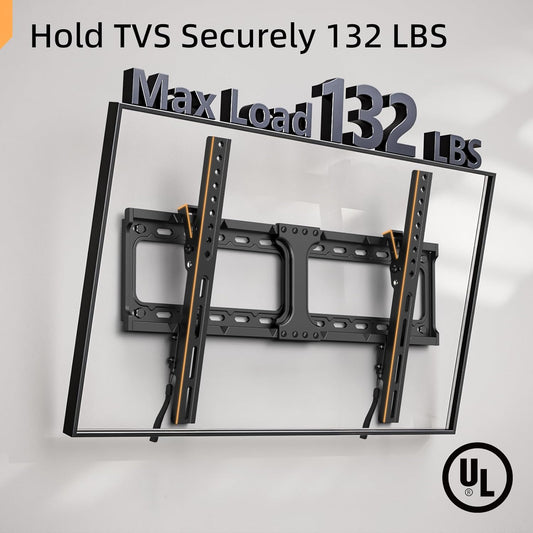 55 65 75 85 Inch Tilting TV Wall Mount for 32-90 '' Tvs, Low Profile TV Mount Bracket, Safe Lock & Quick Release, Max VESA 600X400Mm, 24 Inch Studs,132 Lbs, Fit Most 55+ 75+ 85+ 86 Tvs