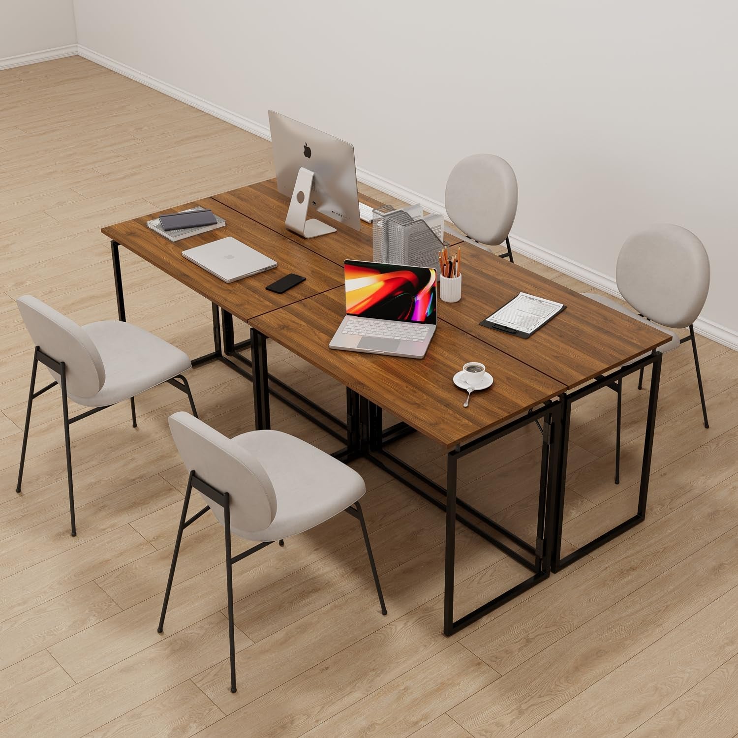 Folding Desk - 31.5" Wood Top Foldable Desk for Small Spaces | No Assembly Required Compact Desk for Home Office, Writing, and Study