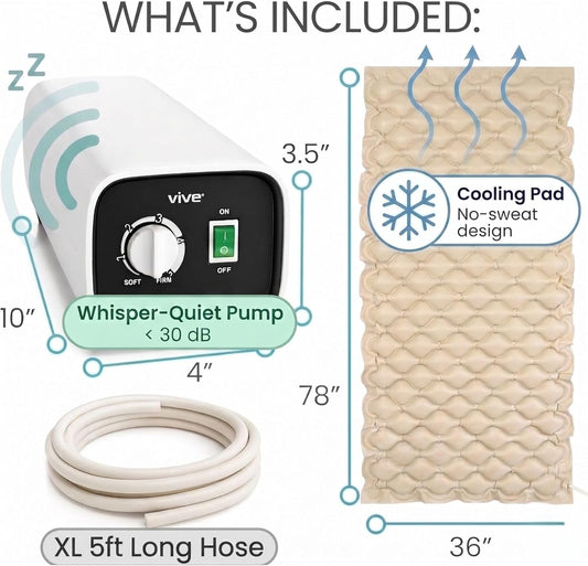Alternating Air Pressure Mattress Pad - the Original Bed Sore Prevention Solution - Hospital Topper for Bedridden Patients - Includes Waterproof, Breathable Ulcer Cushion & Whisper Quiet Pump