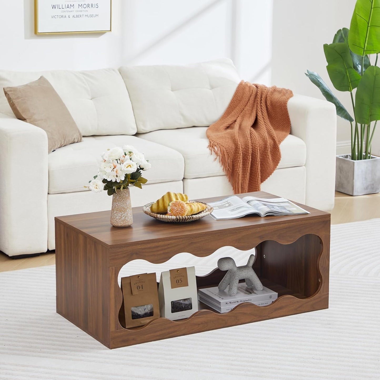 Coffee Tables for Living Room, 39" Small Rectangle Wood Coffee Table with Storage, Modern Minimalist Center Table for Small Spaces, Unique Cocktail Tea Middle Tables for Home Office, Bedroom