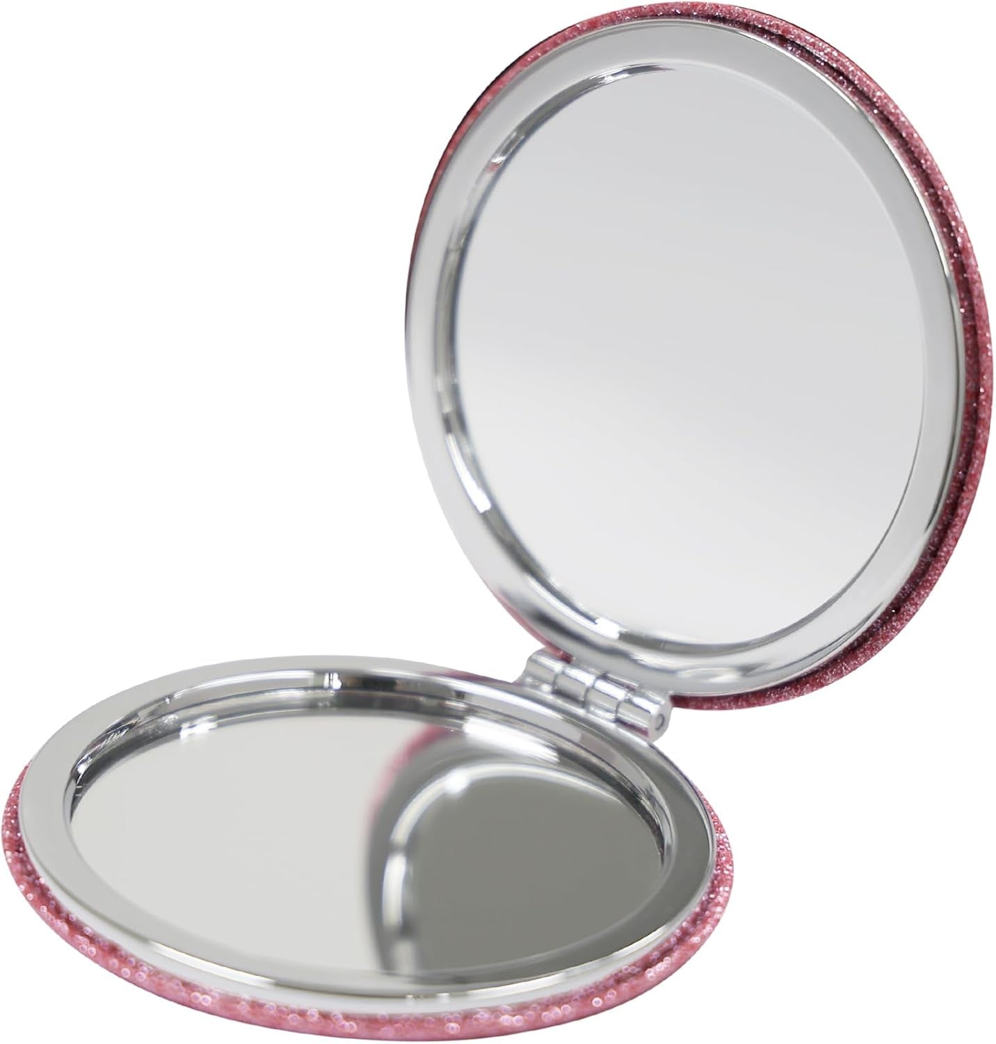 Double-Sided 1X/2X Magnifying Compact Mirror – Portable Metal Makeup Mirror for Purse, Ideal for Travel & On-The-Go Touch-Ups