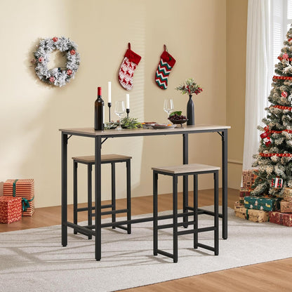 3 Piece Dining Table Set, 47.5" Industrial Pub Table Set, Counter Height Kitchen Table with Bar Stools Set of 2, for Small Space, Apartment