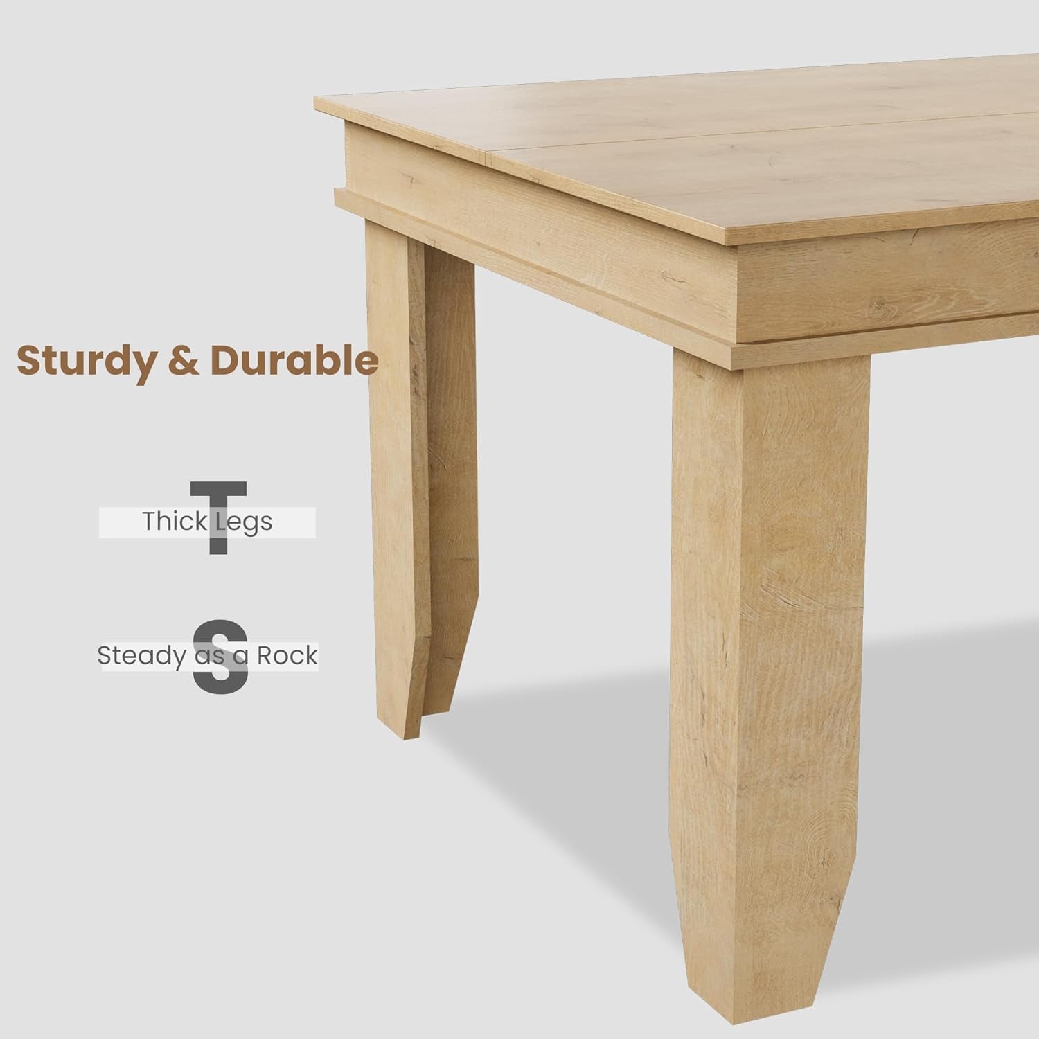 Farmhouse Dining Table for 6-8 People, 71 in Long Kitchen Tables with Wooden Sturdy Frame, 6 Ft Large Rectangular Dinner Table for Dining Room, Kitchen (Natural, 71" Non-Extendable)