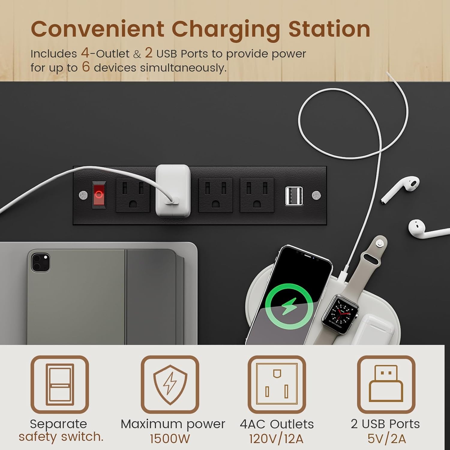 Farmhouse 55" Executive Desk, Computer Desk with Storage Drawers and Power Outlet, Home Office Desk, Workstation for Office Home, White