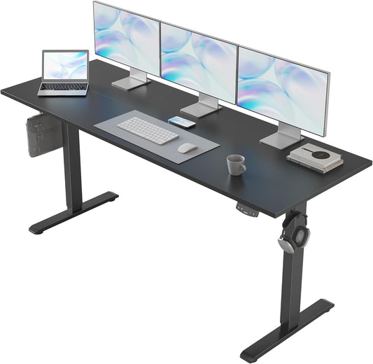 Electric Standing Desk, Large 63 X 24 Inches Height Adjustable Desk, Sit Stand up for Work Office Home, Ergonomic Rising Gaming Computer Table with Memory Preset, Black