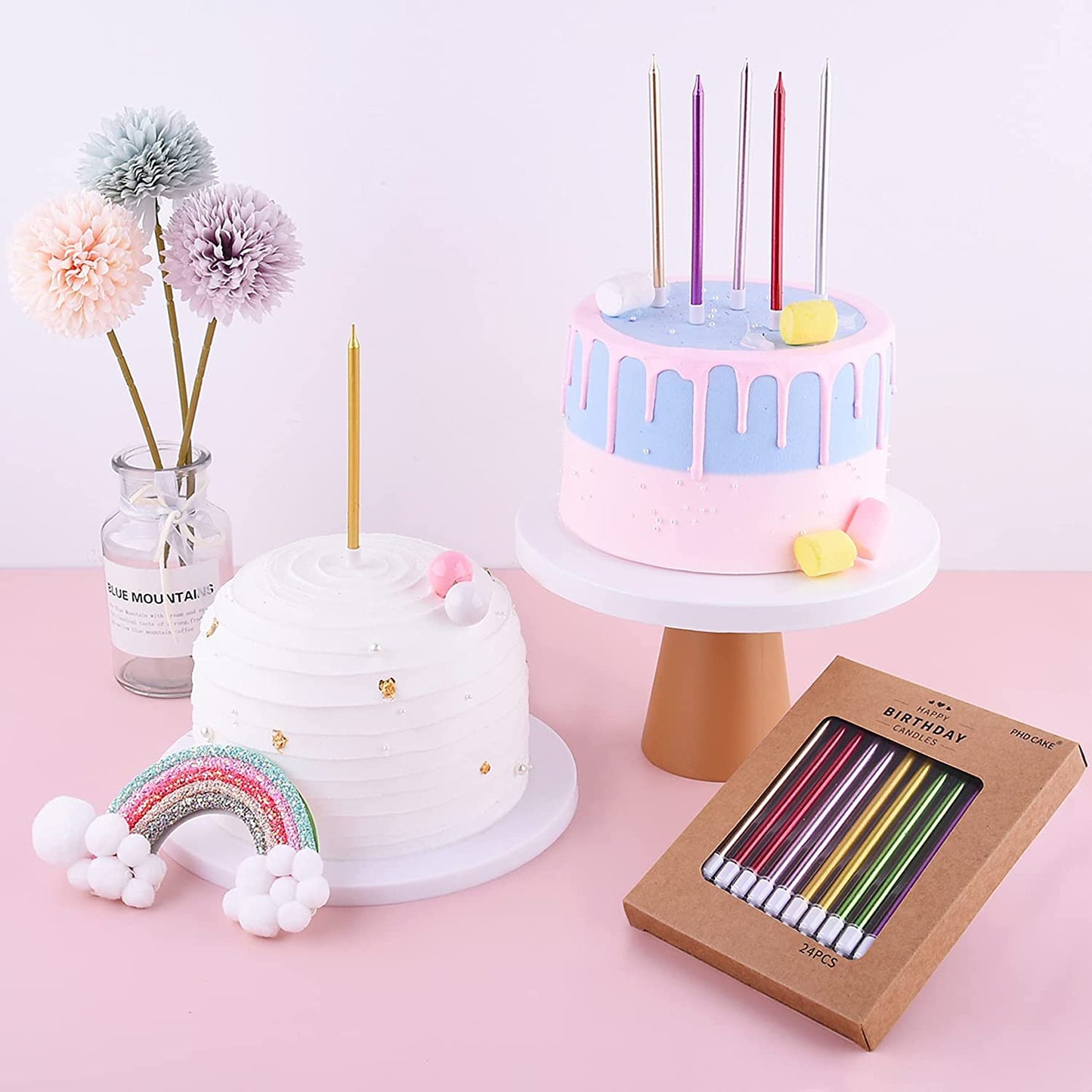 Gold Long Thin Metallic Birthday Candles, Cake Candles, Birthday Parties, Wedding Decorations, Party Candles, Cake Decorations