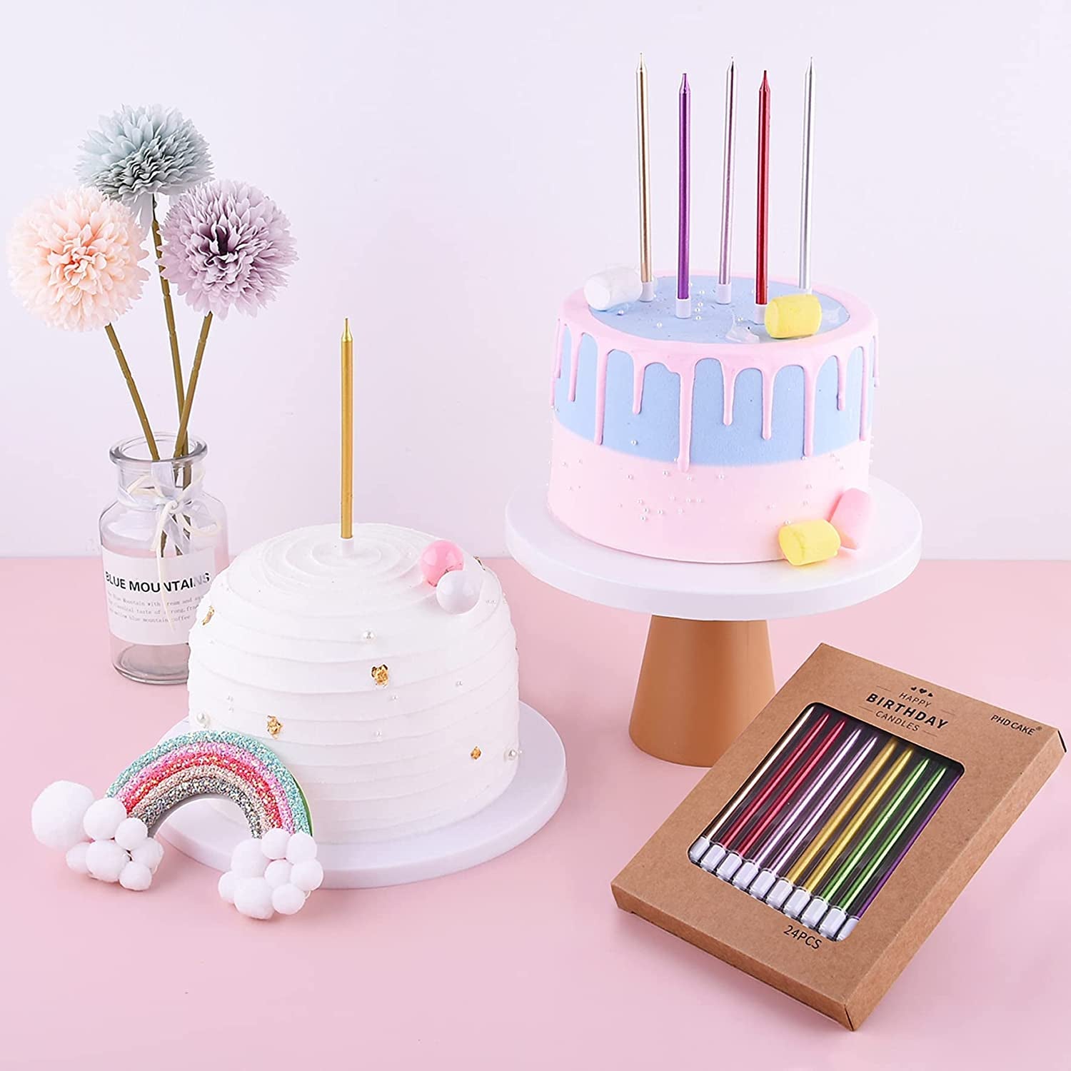 Gold Long Thin Metallic Birthday Candles, Cake Candles, Birthday Parties, Wedding Decorations, Party Candles, Cake Decorations