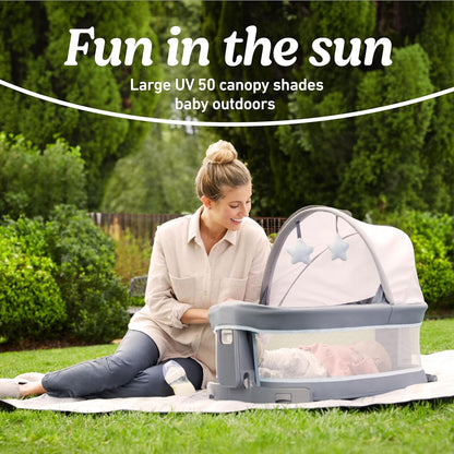 Graco® Pack ’N Play Travel Dome LX Playard – Raised Portable Bassinet, UV‑50 Canopy, Changer & Storage, Annie