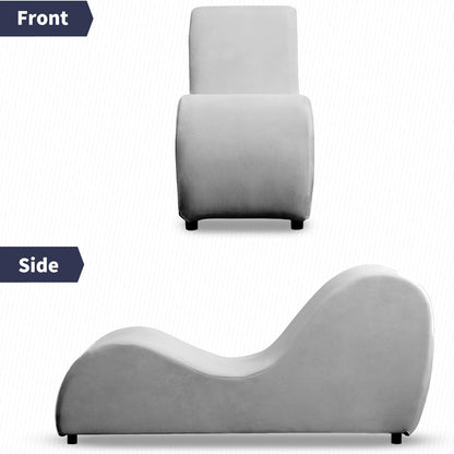 Yoga Chair, Curved Yoga Chaise Lounge for Stretching Relaxing Exercising, Modern Velvet Sleek Yogas Chaise Lounge Sofa Chair with Ergonomic Positioning for Bedroom, Living Room - Light Grey