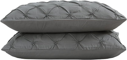 Lightweight Soft Microfiber Pillow Shams, Well Crafted Pinch Pleat, King Size (20X36) Grey Color 2 Pack