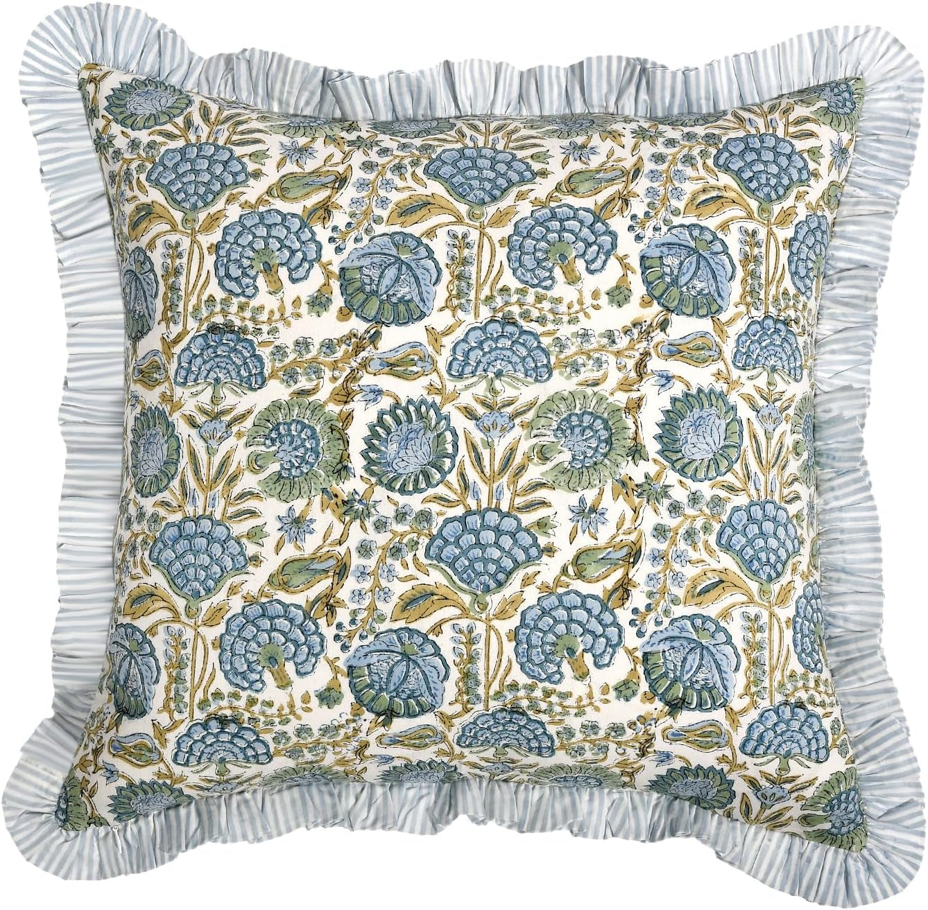 Modern Farmhouse Pillow Covers Decorative Cotton Throw Pillow Covers Set of 2 Asparagus Green Cushion Covers with Ruffle for Couch Sofa Bed Living Room Spring Home Decor 20X20