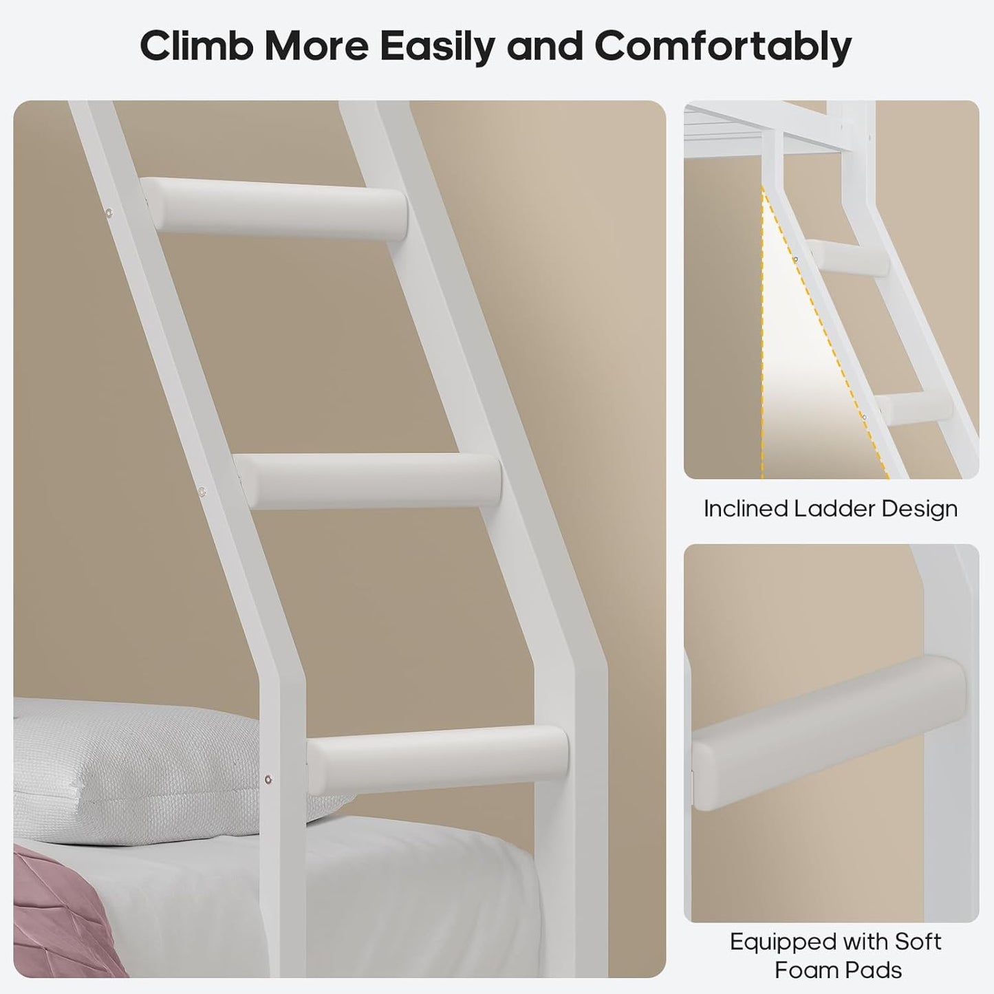 Bunk Bed Twin over Twin with 4 Storage Drawers & Shelves & Bedside Caddy, Twin Bunk Beds with Charging Station & Led Lights, Metal Bunk Bed with Safety Guardrail & Angled Ladder for Kids, White