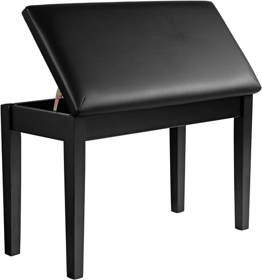 Duet Piano Bench with Padded Cushion and Storage Compartment, Piano Chair Seat, 13.4 X 29.1 X 19.7 Inches, Ink Black ULPB75BK