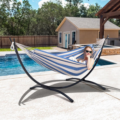 Backyard Hammock with Frame, Hammock Frames for Outside, 475 Lbs Capacity, Blue & White Stripes