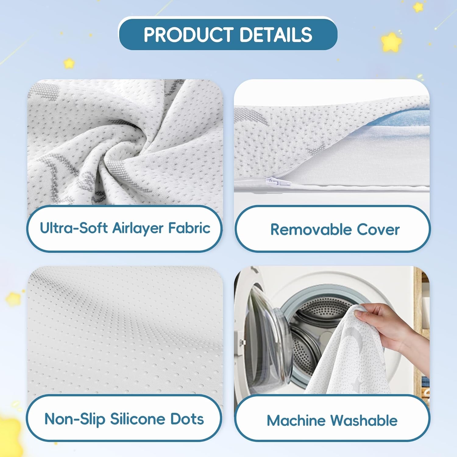 Pack and Play Mattress 38"X26", Portable Travel Crib Mattress Breathable Soft Plush High Density Foam and Removable Washable Cover for Baby Toddler