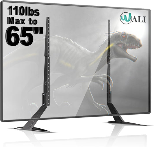 Universal TV Stand 55 Inch TV, TV Stand Mount for 22-65 Inch LCD Flat Screen Tvs, Table Top TV Stands Holds up to 110Lbs Mounting Holes up to 800 by 500Mm (TVS001), Black
