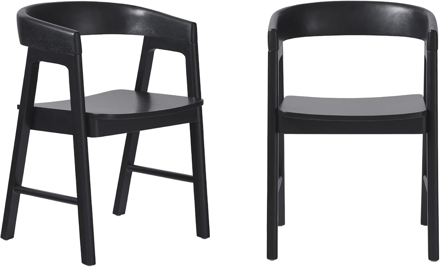 Ezra Modern Solid Wood Rounded Back Dining Chair - Black (Set of 2)