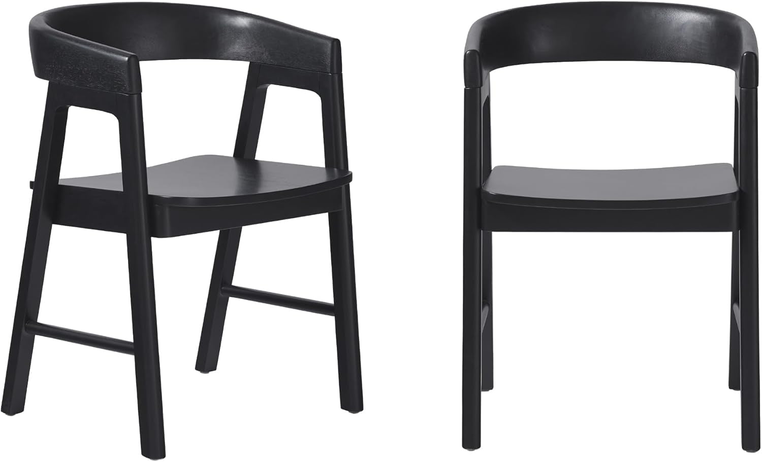 Ezra Modern Solid Wood Rounded Back Dining Chair - Black (Set of 2)
