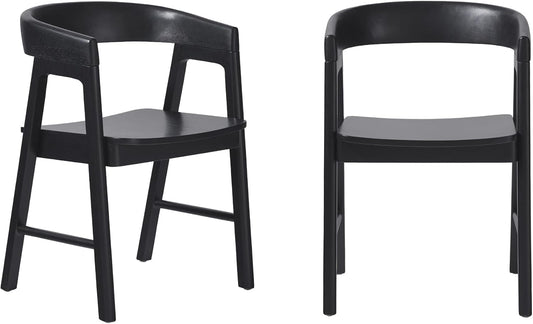 Ezra Modern Solid Wood Rounded Back Dining Chair - Black (Set of 2)
