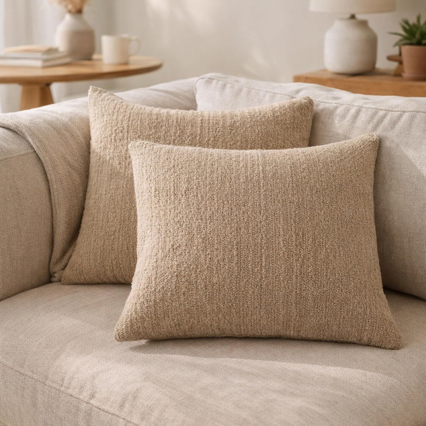 Snug Sham Set (Set of 2) – Ultra Soft Fluffy Pillow Shams, Decorative Bed Pillow Shams - Signature Snug Fabric, Hypoallergenic, Machine Washable - King Size (20.5" X 36.5") - Biscotti