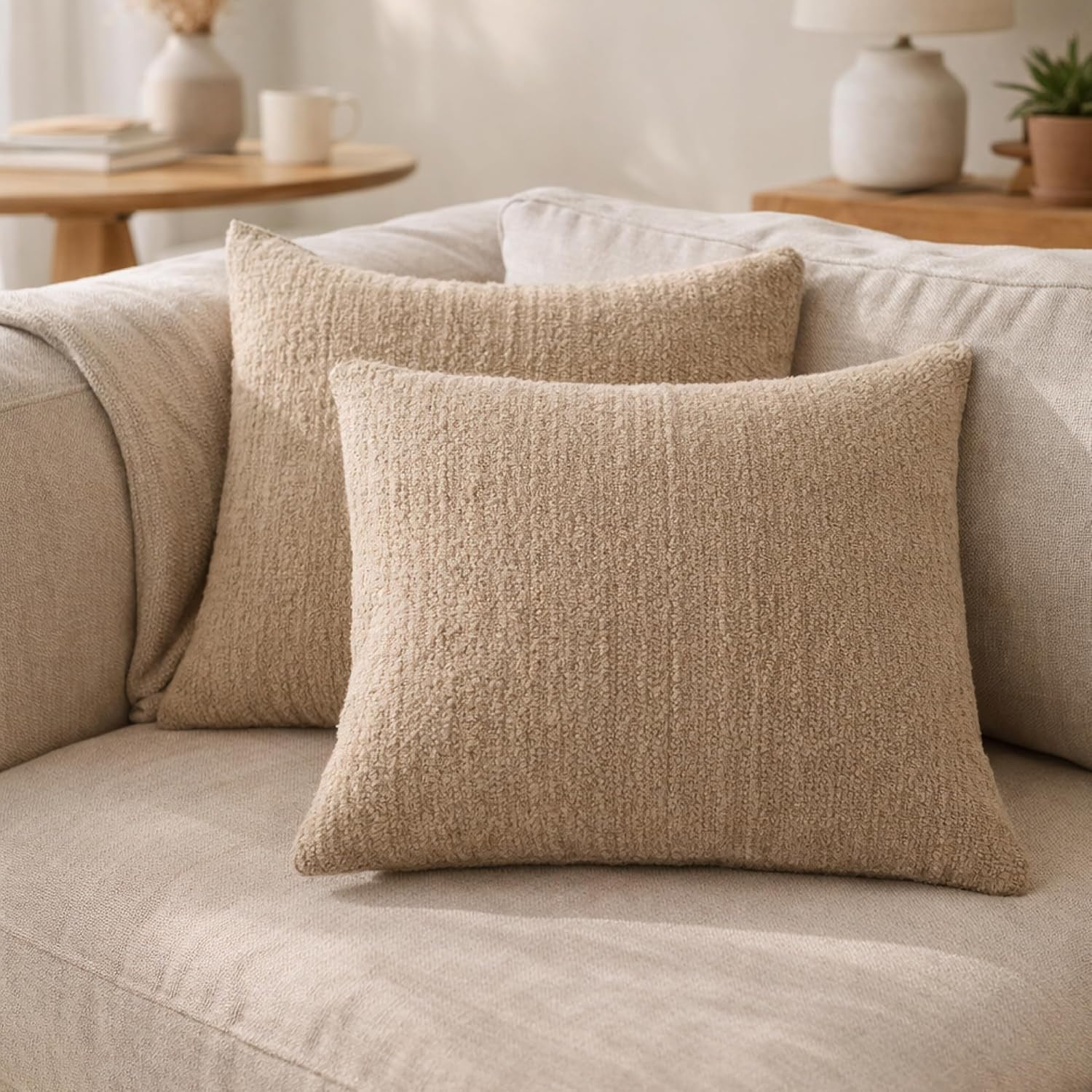 Snug Sham Set (Set of 2) – Ultra Soft Fluffy Pillow Shams, Decorative Bed Pillow Shams - Signature Snug Fabric, Hypoallergenic, Machine Washable - King Size (20.5" X 36.5") - Biscotti