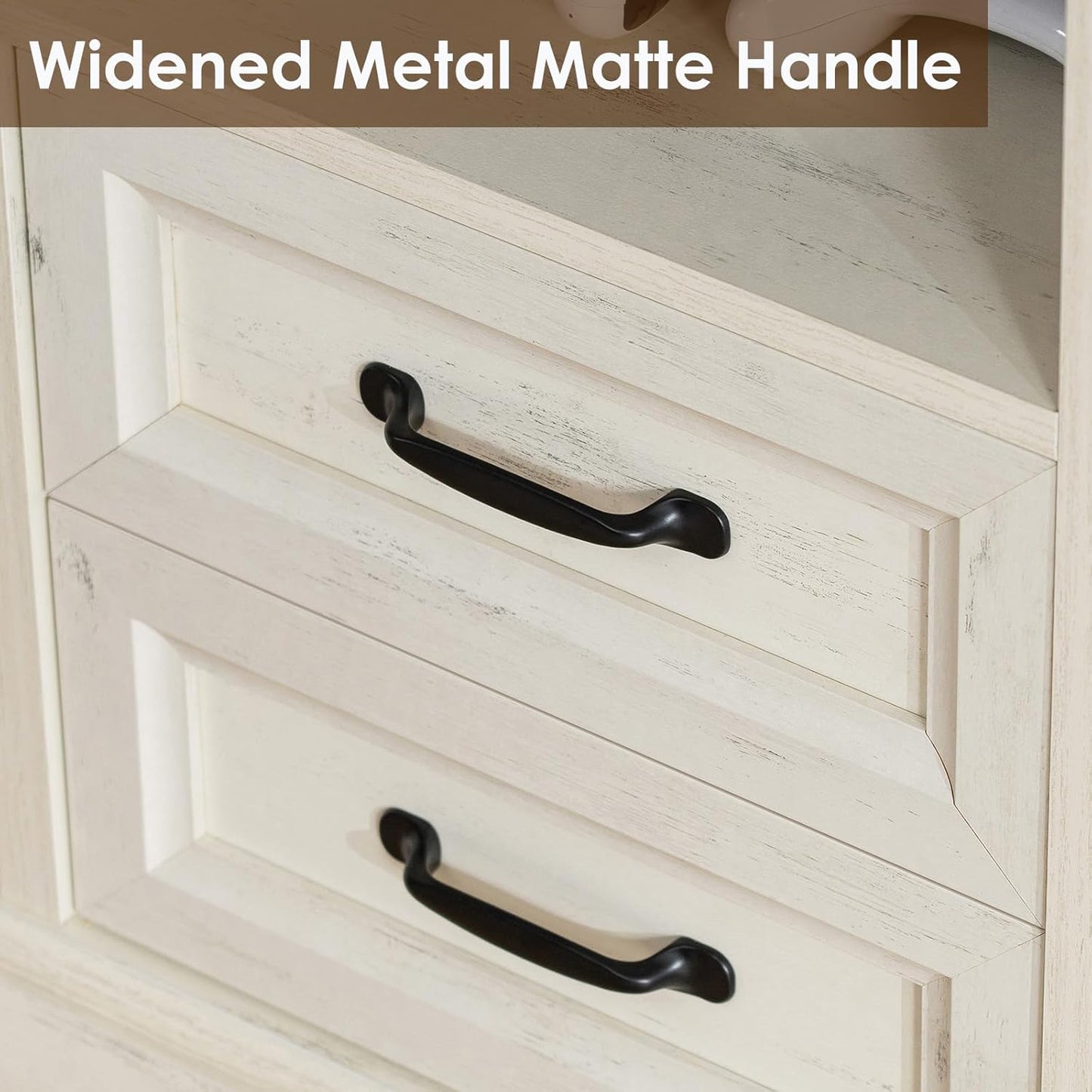 18'' Farmhouse Nightstand with Charging Station, Bedside Tables with Storage, Bed Side End Table with Open Shelf, 2 Drawers Wood Night Stand Dresser for Bedroom, Living Room, Rustic White