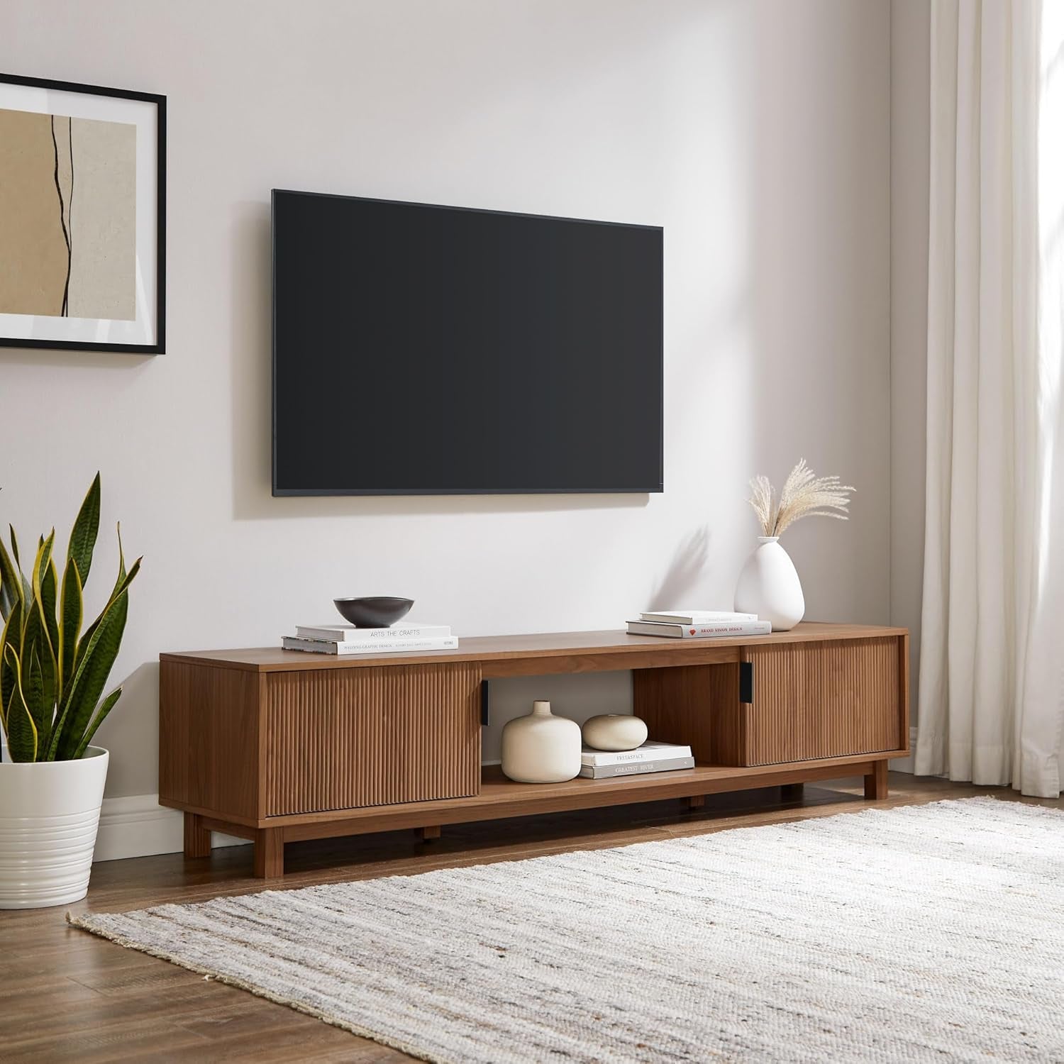 Arundo Fluted TV Stand for Tvs up to 80 Inches, 70" TV Stand, Mocha