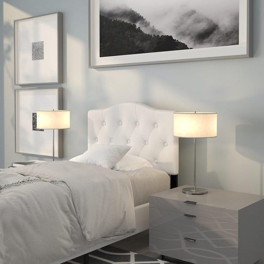 Cambridge Tufted Upholstered Twin Size Headboard in White Fabric