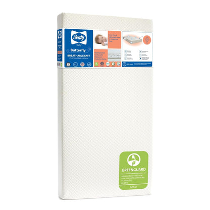 Butterfly Knit Breathable Crib Mattress, GREENGUARD GOLD Certified, Made in USA, Premium Foam, Washable Easy to Clean Cover, Toddler Bed Fit, Safety & Quality Tested, 52X28"