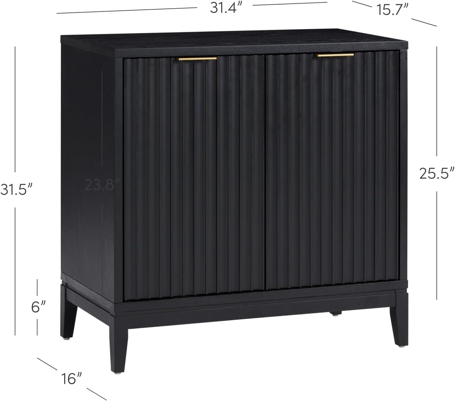 Jasper Modern Sideboard, Kitchen Storage Cabinet with Fluted Doors, Accent Storage for Kitchen or Living Room, Black Oak