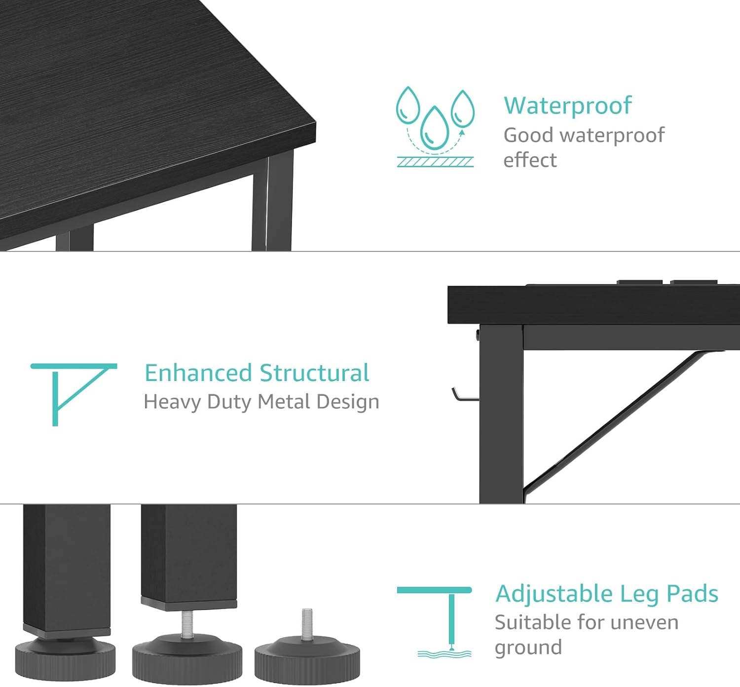 39 Inch Computer Desk with Power Outlet, 40 Inch Teen Study Table Home Office Work Writing Desks with Charging Station Outlets Built In, Black