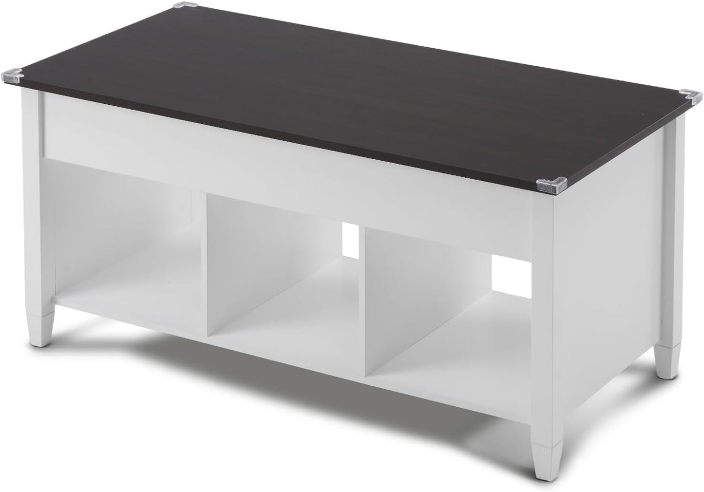 Farmhouse Lift Top Coffee Table, Rustic Grey with Storage Shelf/Hidden Compartment, Mesa De Centro Para Sala, Rustic Brown (White Brown, 40" L)