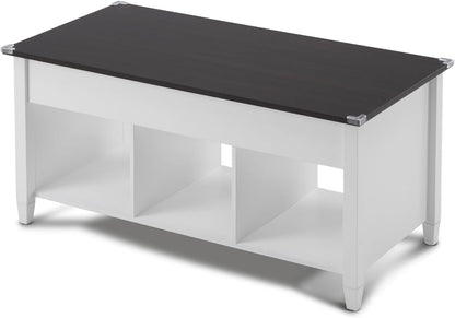 Farmhouse Lift Top Coffee Table, Rustic Grey with Storage Shelf/Hidden Compartment, Mesa De Centro Para Sala, Rustic Brown (White Brown, 40" L)