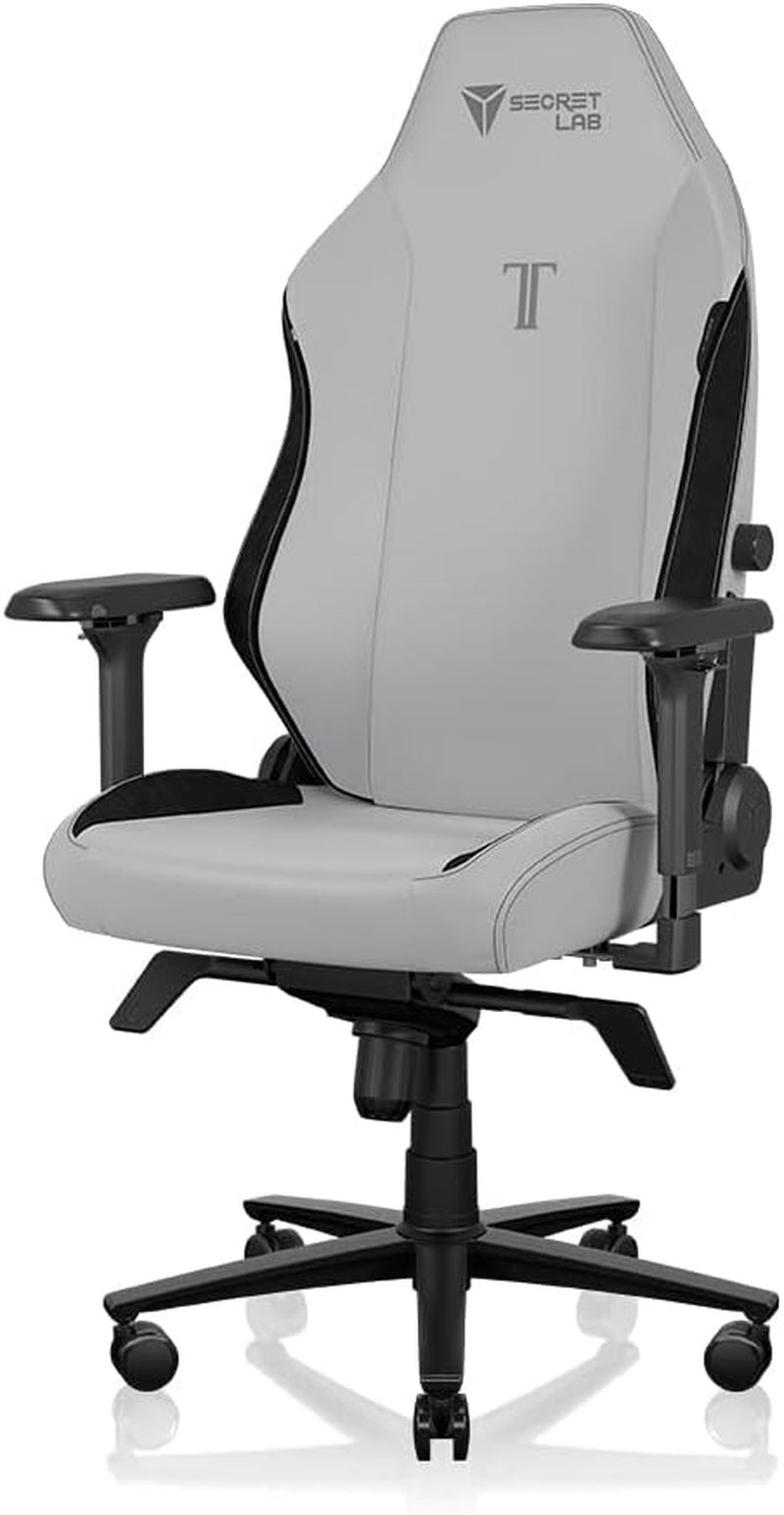 Titan Evo Ash Gaming Chair - Reclining - Ergonomic & Comfortable Computer Chair with 4D Armrests - Magnetic Head Pillow & 4-Way Lumbar Support - Small - Gray - Leatherette
