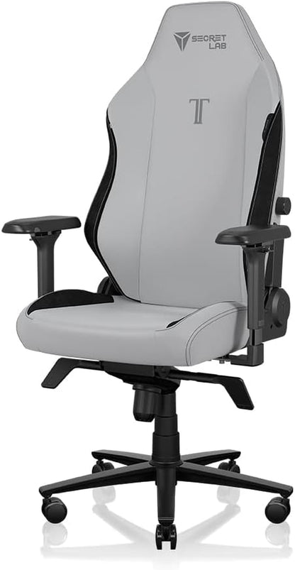Titan Evo Ash Gaming Chair - Reclining, Ergonomic & Heavy Duty Computer Chair with 4D Armrests, Magnetic Head Pillow & Lumbar Support - Big and Tall up to 395 Lbs - Gray - Leatherette