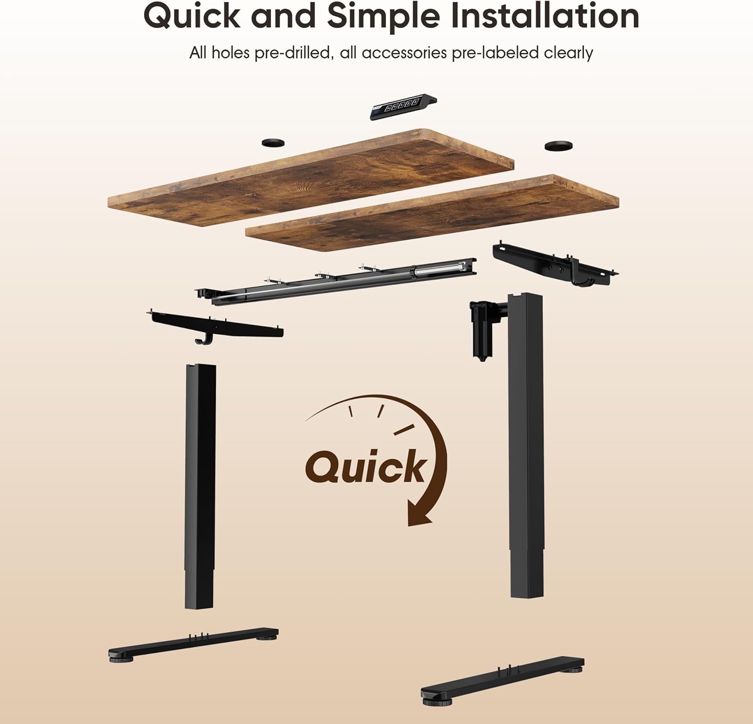 Standing Desk, 39.4'' Small Sit Stand up Rising Desks Height Adjustable Electric Standing Desk with 3 Memory Setting, Ergonomic Home Office Computer Desk Workstation, Rustic Brown