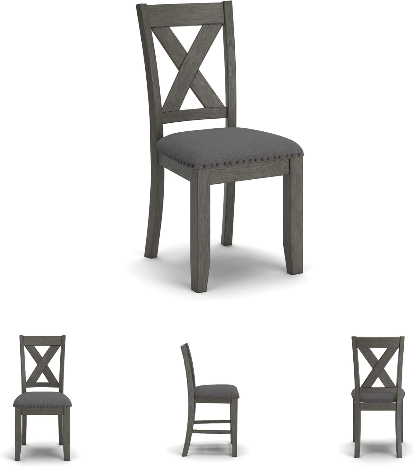 Caitbrook Rustic 7 Piece Dining Set, Include Table and 6 Chairs, Gray