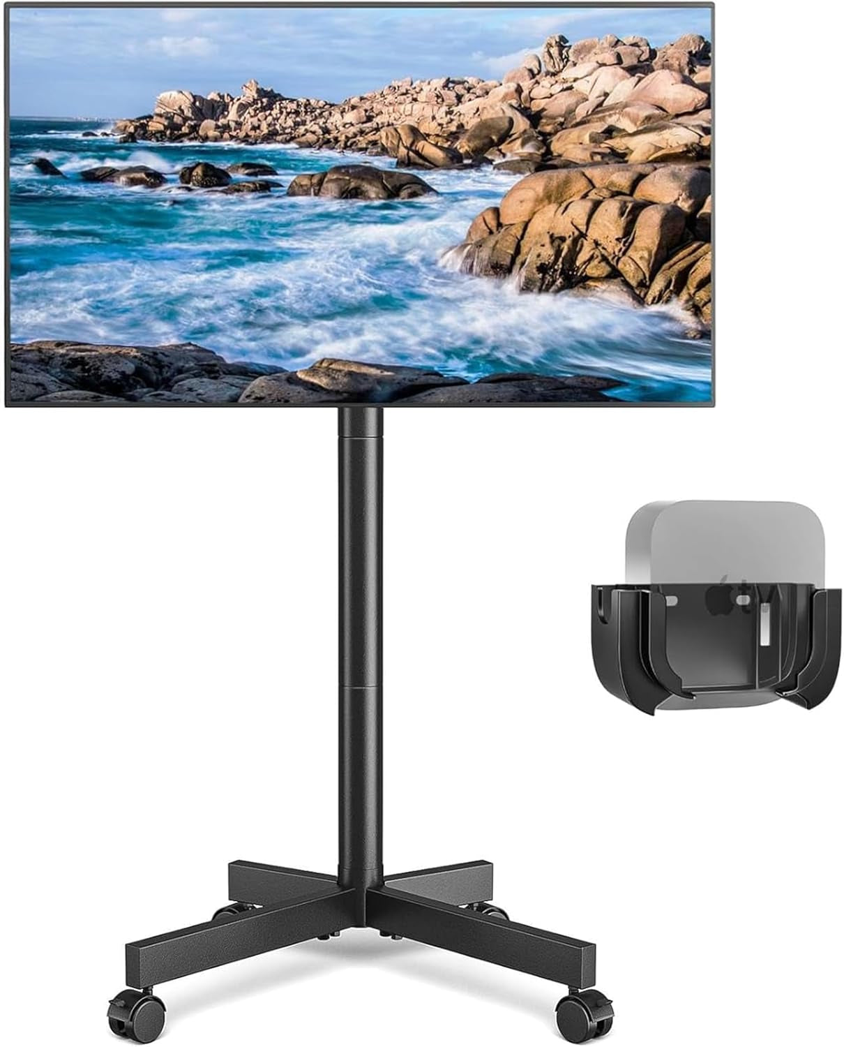 Mobile TV Cart Rolling TV Stand for 23-65 Inch Screens, Portable TV Stand on Wheels with Tilt and Height Adjustable, Outdoor TV Mount Stand Holds up to 88 Lbs for Home Office MAX VESA 400X400Mm