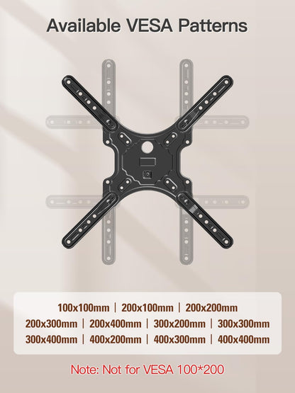 TV Wall Mount for Most 26-60 Inch Tvs, Swivel and Tilt Full Motion TV Mount with Single Stud Perfect Center Design, Wall Mount Bracket Max VESA 400X400Mm, Corner Mount Holds up to 77 Lbs.