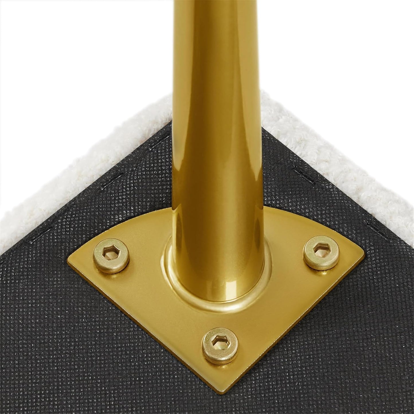 Modern Ottoman Bench Boucle Bench Upholstered Footrest for Living Room with Gold Metal Legs and Padded Seat Ivory