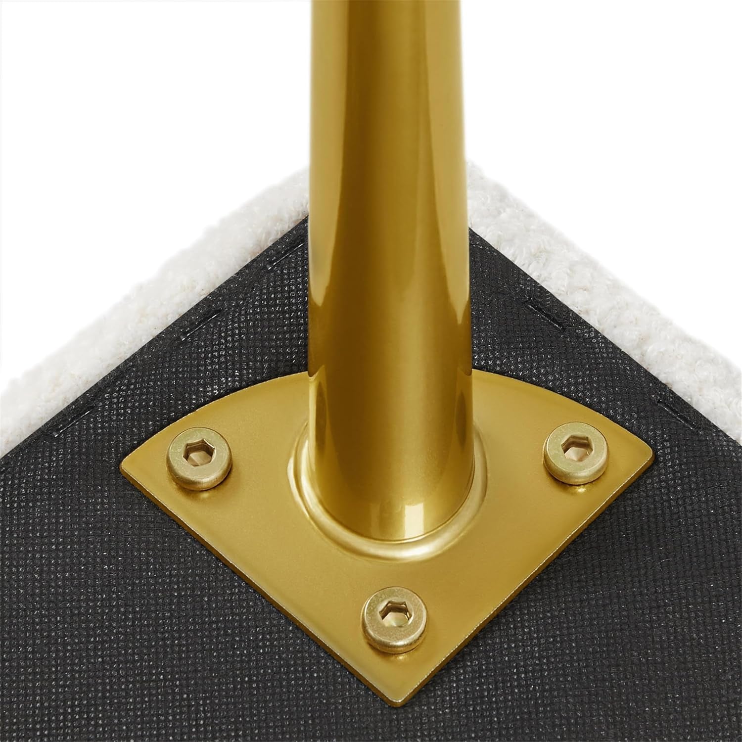 Modern Ottoman Bench Boucle Bench Upholstered Footrest for Living Room with Gold Metal Legs and Padded Seat Ivory