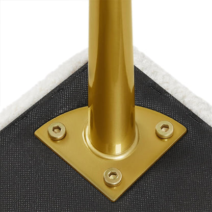 Modern Ottoman Bench Boucle Bench Upholstered Footrest for Living Room with Gold Metal Legs and Padded Seat Ivory