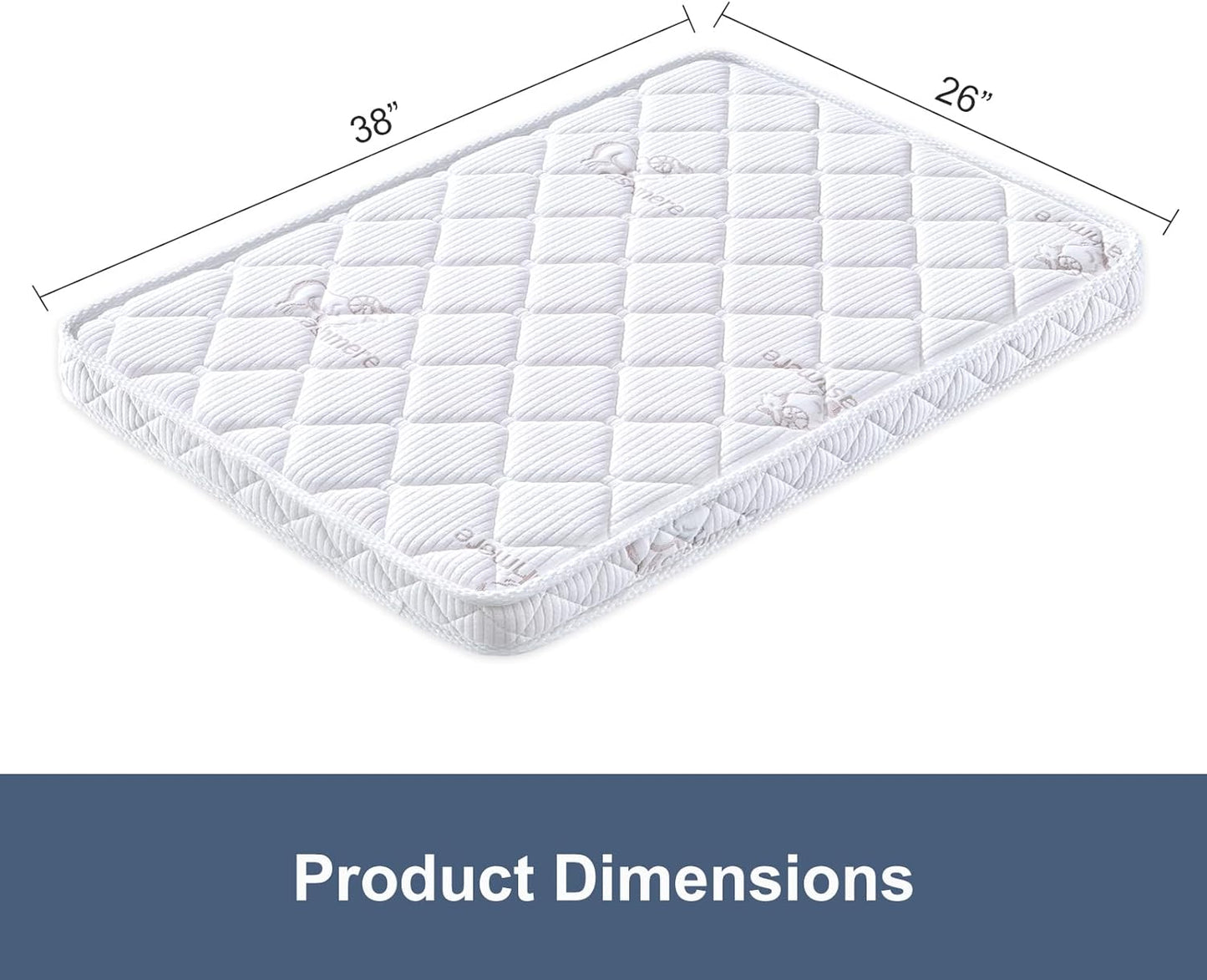 Pack and Play Mattress - 38" X 26"- Premium Knitted Fabric Safety Reinforced Play Yard Mattress - Fits for Graco & Baby Trend & Pamo Babe Playard, Firm Support and Comfort Foam，White