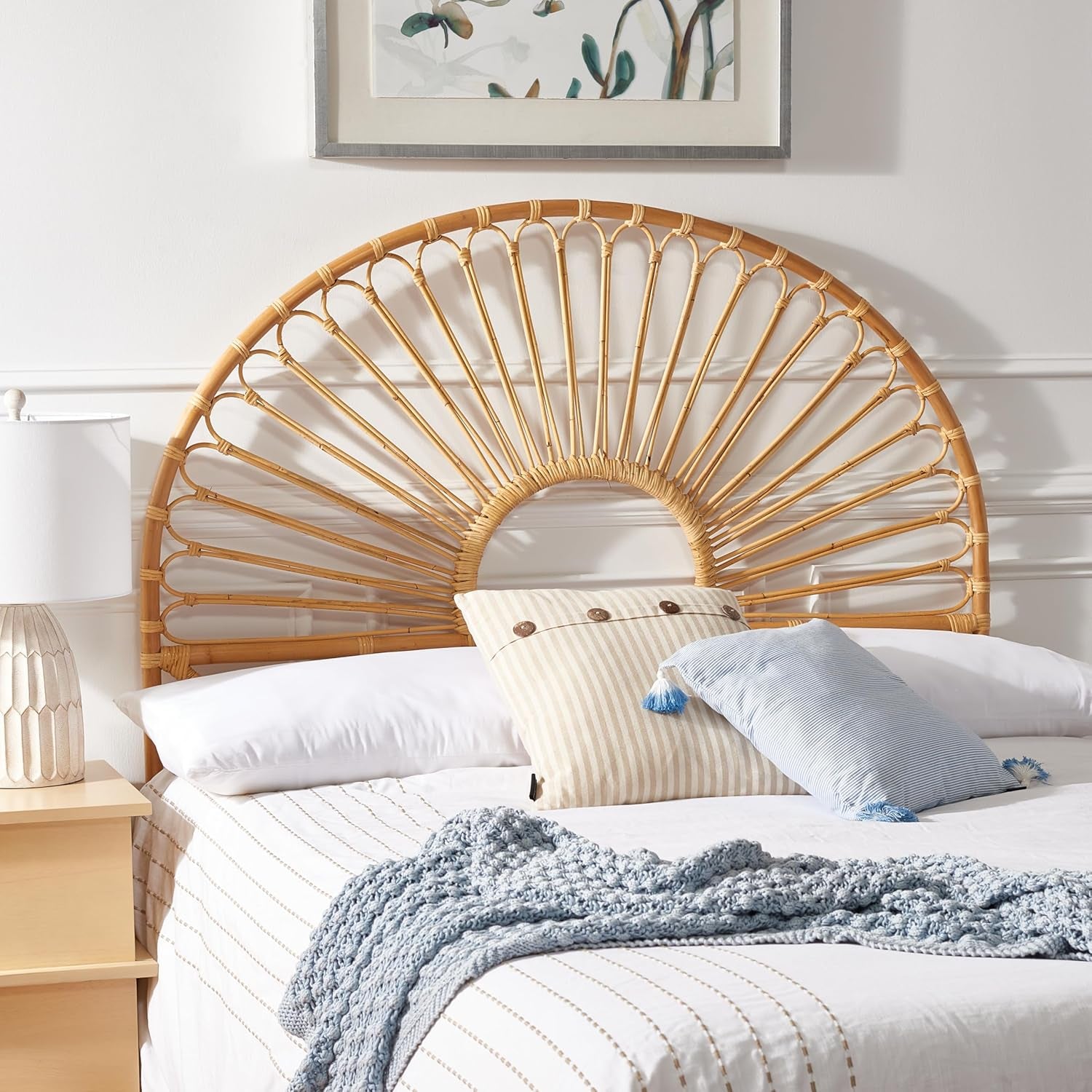 Home Collection Faris Natural Rattan Arched Full Size Headboard