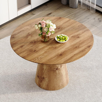 Round Dining Table,45''Round Wood Dining Table for 4-6,Modern Kitchen Table with Stable Base,Space Saving Walnut Dining Room Table for Kitchen,Apartment,Study.