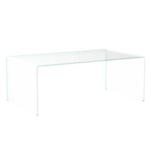 Tempered Glass Coffee Table for Living Room, Clear Center Table with 0.47 inch Tempered Glass, Transparent Modern Coffee Table