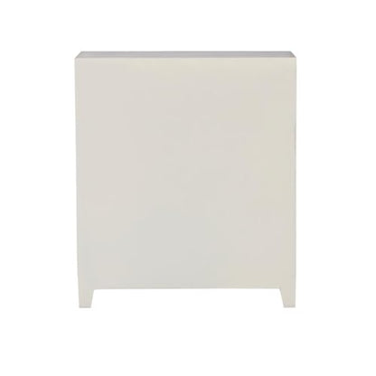 1-Door Wood Storage Accent Cabinet, 29.25 in H x 25.5 in W x 11.5 in D, MDF and Resin Construction, Smokey Antique Off White Finish, Fixed Shelf, Transitional Slimline Design for Home