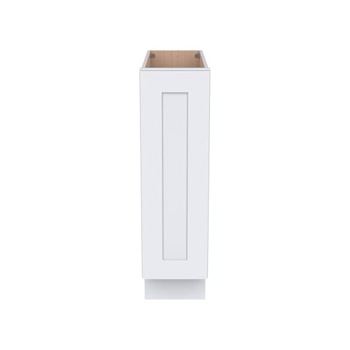 Shaker Style 9” Base Spice Rack Cabinet 1 Door, Soft-Close, Solid Wood Frame with Premium Dovetail Drawer Box – Versatile Storage for Kitchen Essentials (SK-White, 9" W x 24" D x 34.5" H)