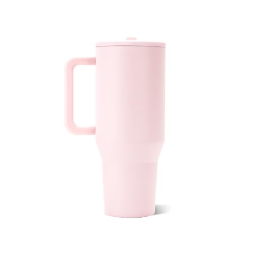 Traveler 40oz, Insulated Tumbler with Handle & Straw, Pink Sand, view 4