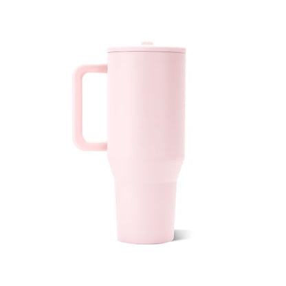 Traveler 40oz, Insulated Tumbler with Handle & Straw, Pink Sand, view 4